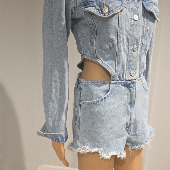 Zara Denim Cutout Jumpsuit - Picture 5 of 14